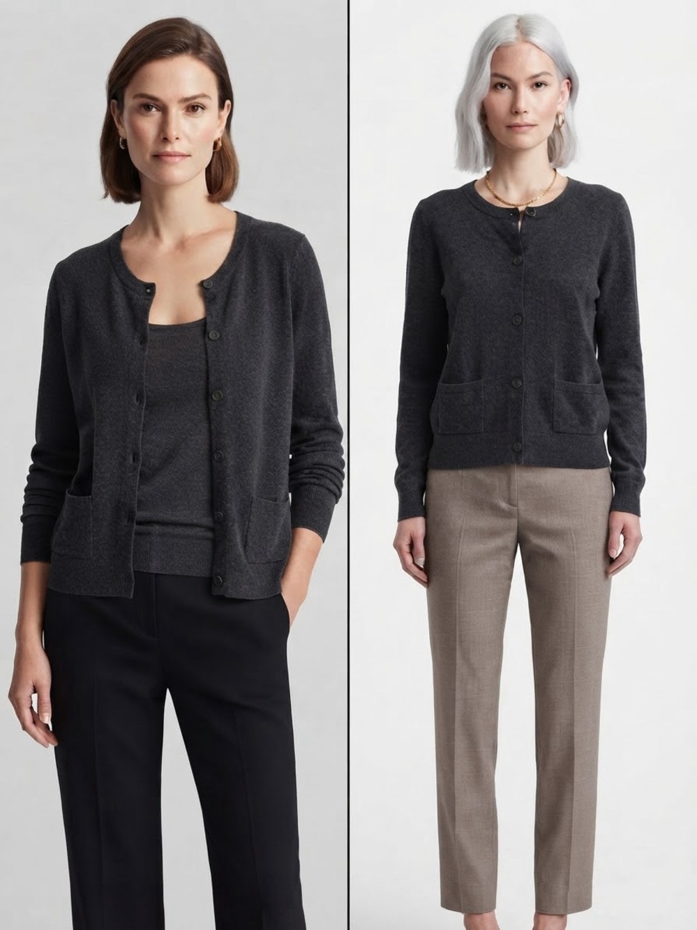 J.Jill Charcoal Gray Button-down Long Sleeve Relaxed Fit Tee / Cardigan Size XL